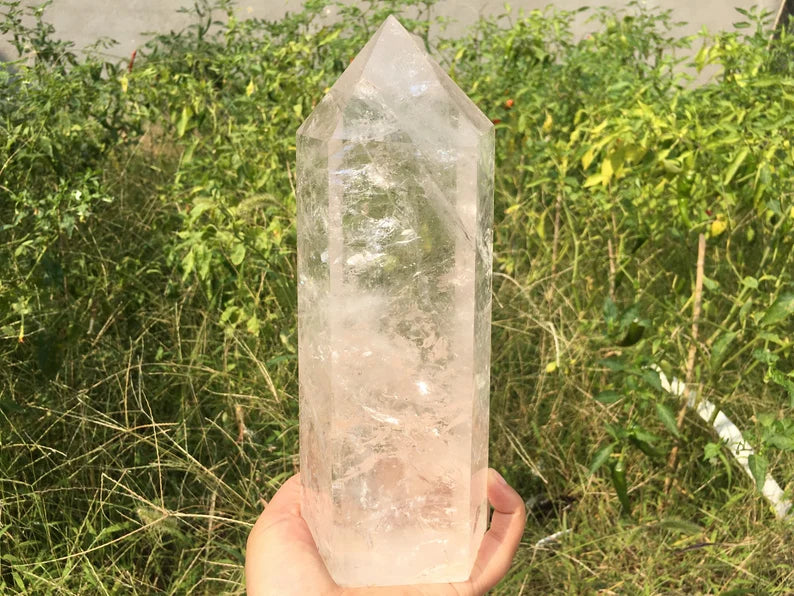 Natural Clear Quartz Crystal Obelisk