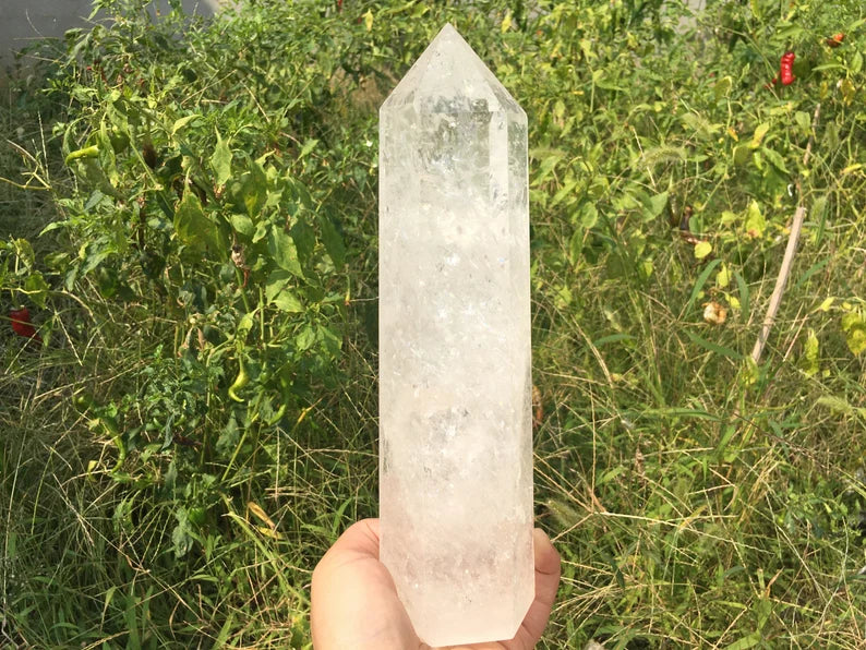 Natural Clear Quartz Crystal Obelisk