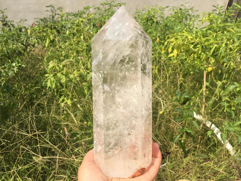 Natural Clear Quartz Crystal Obelisk