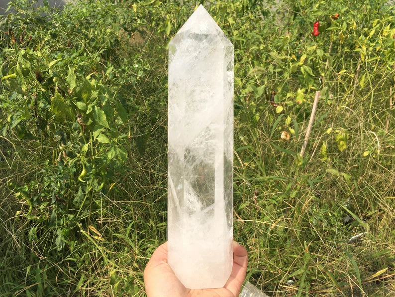 Natural Clear Quartz Crystal Obelisk