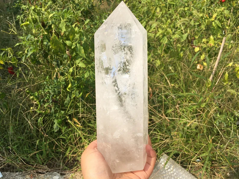 Natural Clear Quartz Crystal Obelisk