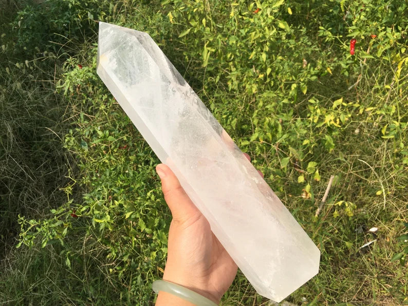 Natural Clear Quartz Crystal Obelisk